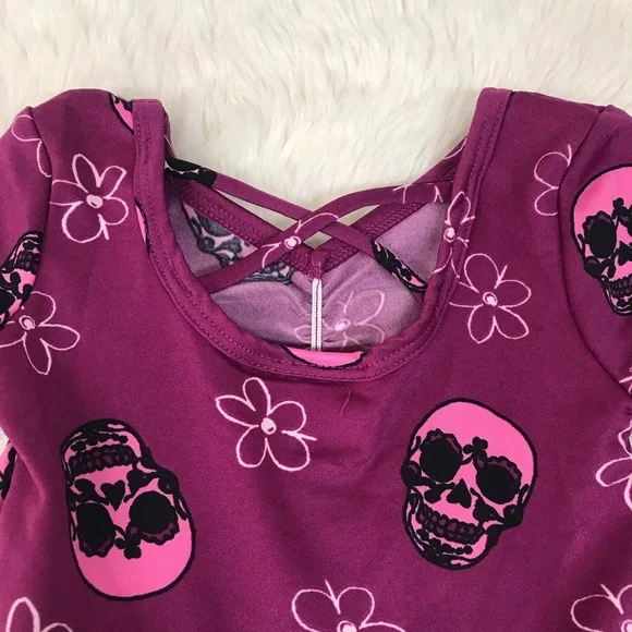 DOT DOT‎ SMILE Baby Girl Halloween Twirly Dress Skulls Purple 12 24 Months - Picture 6 of 7